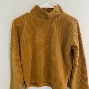 gold mock neck corduroy sweater